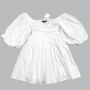 FORE White Puff Sleeve Mini Dress S | Bachelorette Bridal Cottage Smocked NWT